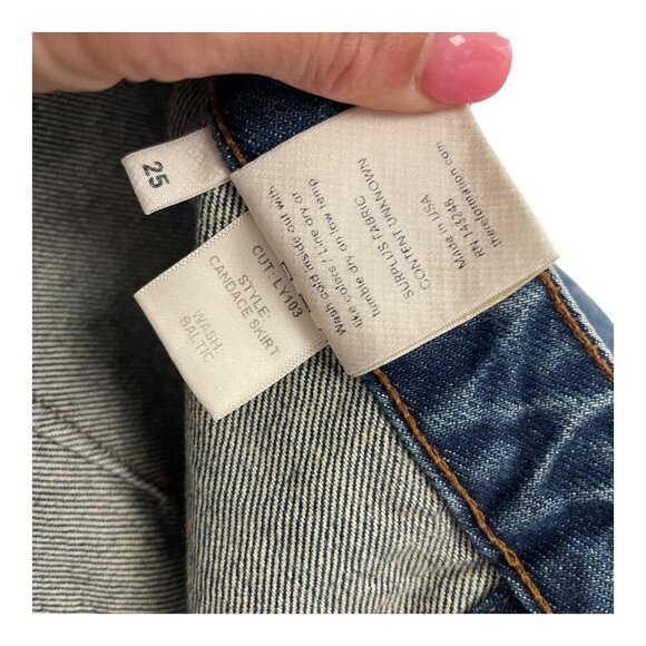 Reformation Size 25 Candace Denim High Rise Mini Skirt Jean Button Down - Picture 6 of 6